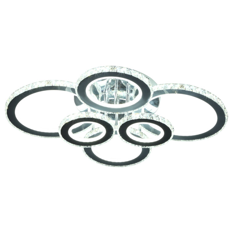 HLILish LED Hanging Chandelier Lighting Fixture W/ 6 Rings & 50,000